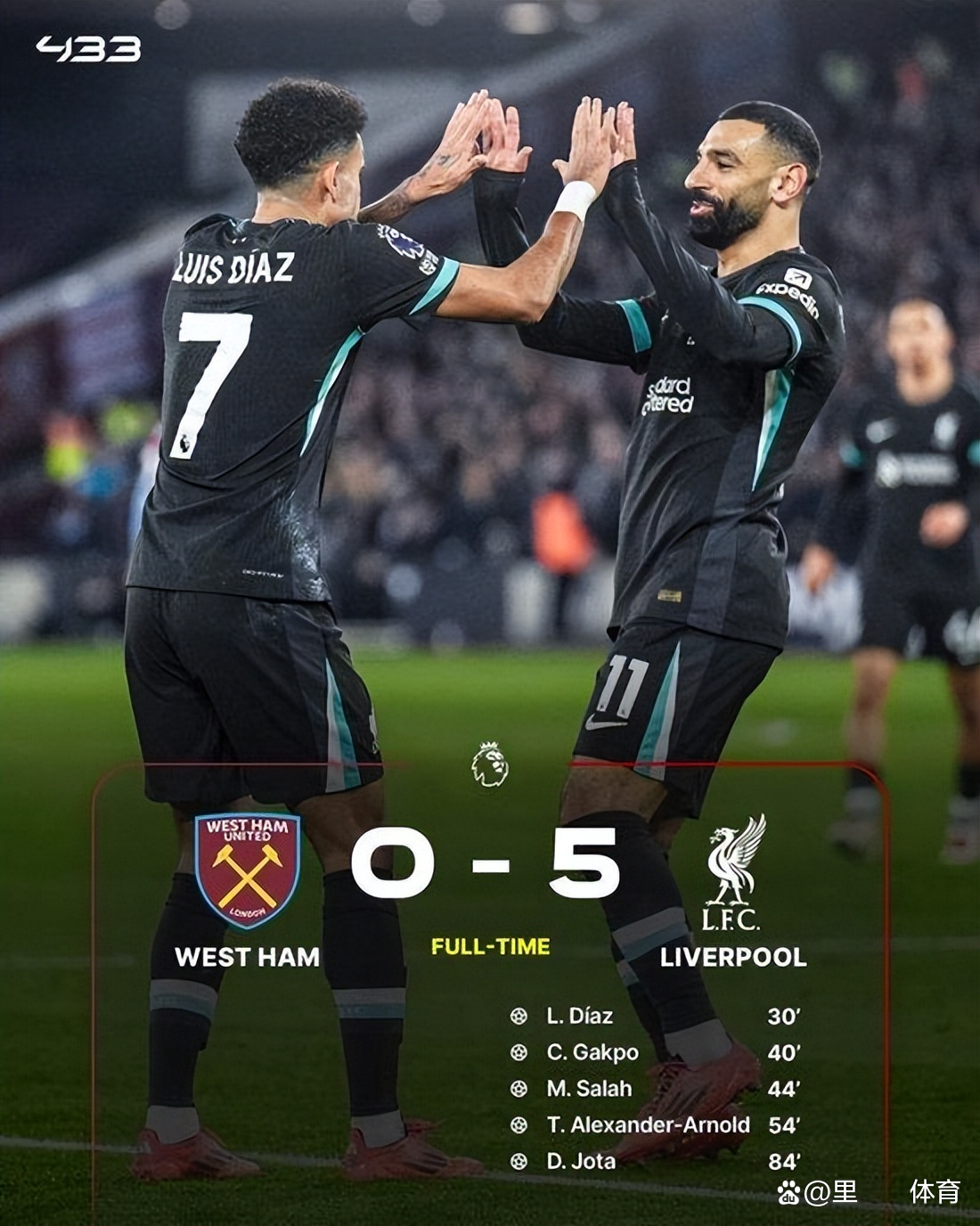 利物浦客场遭西汉姆绝杀，惊天逆转